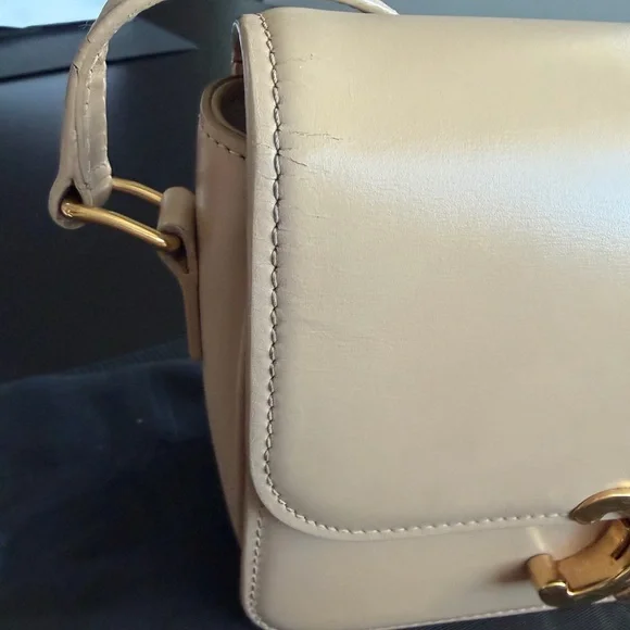 Celine Classic Triomphe Tan Leather Crossbody Bag with Gold Accent - Picture 4 of 6